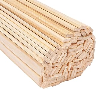 100 Pièces 20 cm Bâtonnets en Bois de Bambou, Bâtons pour Artisanat 9 X 3 mm, Naturels Baguettes en Bois Carrées pour Projets D