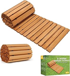 Chemin de jardin en bois, chemin de jardin, déroulable, 243 x 43 cm, marche de jardin, allée dans le jardin, la cour, la terrasse, le sol, décoration de mariage (droite)