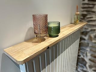 Merveille - Tablette Radiateur sans Percer - Étagère Lames en Bois Massif Hévéa Indéformable - Épaisseur 18 mm - Résistance Humidité + Chaleur, 100°C - Fabrication Française (60x15cm)
