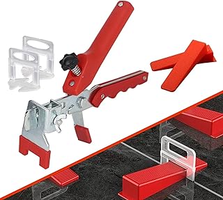 HEQUN Kit de Nivellement pour Carrelage avec 1 Pince, 400 Clips(3 mm), 100 pièces Cales réutilisables Ensemble,Système de nivellement pour carrelage de Carreaux épaisseur3-12 mm