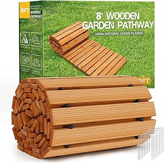 RELIANCER Allée de jardin en bois, allée droite en cèdre, allée de terrasse, allée décorative de jardin, allées de terrasse, allées de plage, routes en bois de plage, allées de fête de mariage (2,4 m)