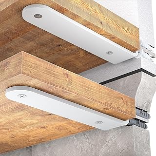 Lot de 4 supports de fixation en L pour étagère flottante, en métal robuste, pour étagères, support mural - Blanc, 30 cm