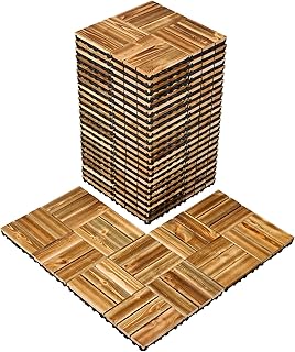 VEVOR Dalles de Terrasse Emboîtables, Lot de 27, Revêtement de Sol Bois Massif Imperméable, 30x30 cm, 25083 c㎡, Utilisable par Tous les Temps, pour Porche, Piscine, Balcon, Arrière-cour, Couleur Bois