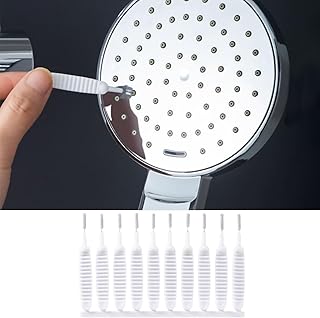 Lot de 10 brosses de nettoyage de douche avec manche à poils fins pour salle de bain (blanc)