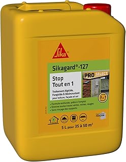 SIKA - Traitement algicide et fongicide - Sikagard 127 Stop Tout en 1 - Désincruste les algues vertes, rouges, lichens, traces noires - Multisupports - Toiture, façade, sol - Prêt à l