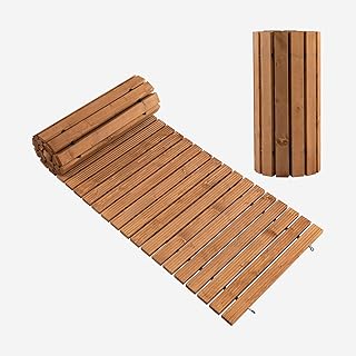 GOPLUS Allée de Jardin en Bois de 245CM, Passerelle Droite avec Fil d