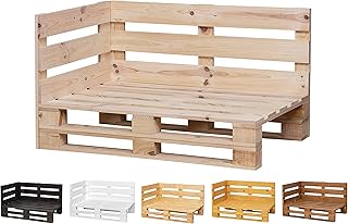 Canapé / fauteuil en palettes neuves poncées et brossées intérieur / extérieur pour patio (120 x 60 cm, écru)