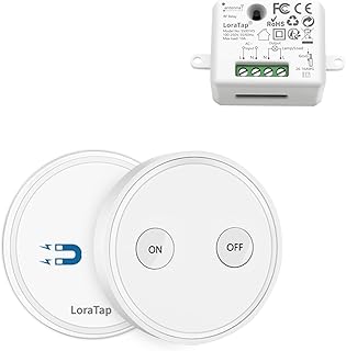 LoraTap Kit Interrupteur Sans Fil, Récepteur 2500W, Emetteur Radio 868Mhz, Va et Vient, Commande à Distance Mural Avec Télécommande ON/OFF Pour Eclairage