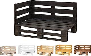 Canapé / fauteuil en palettes neuves poncées et brossées intérieur / extérieur pour patio (120 x 60 cm, ébène)
