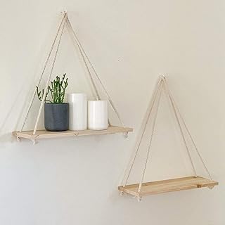Étagère murale en bois rustique avec corde - Présentoir mural d