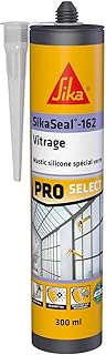 SIKA - Mastic silicone spécial verre - SikaSeal-162 Vitrage transparent - Étanchéité des vitrages, verrières, serres - Intérieur et extérieur - 300 ml