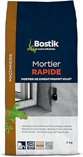 Bostik – Mortier Rapide – Mortier de Montage – Sol et Mur – Intérieur et Extérieur – Prise 10 Minutes – Sans Retrait – Couleur : Beige – 1 sac 5 kg